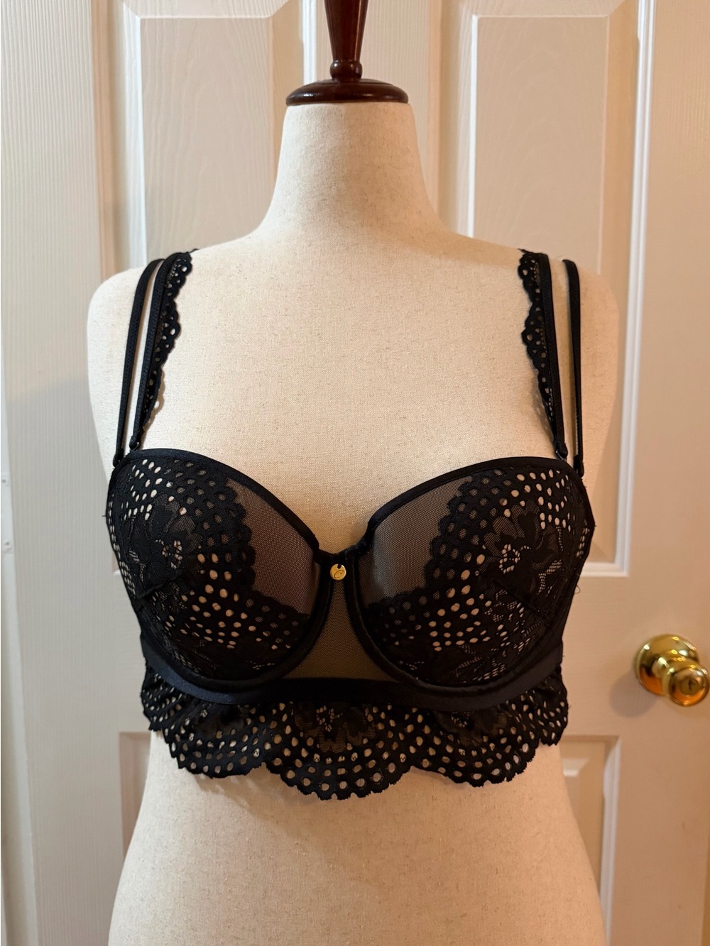 Lane Bryant Cacique Black Lace Longline Balconette Bra